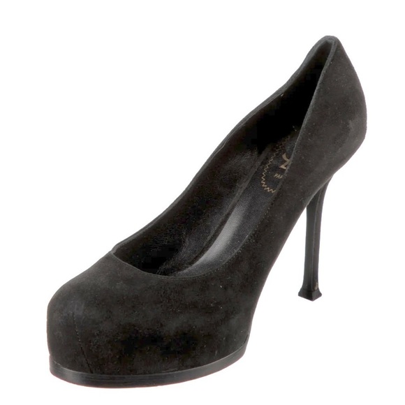 YVES SAINT LAURENT Women's Black Suede Tribtoo 80 Platform Pump Size: 8.5 - Picture 3 of 12